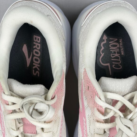 Brooks Ghost 16 Athletic Running Shoes Womens 9 Off White Pink Low Top Lace Up - Picture 8 of 10